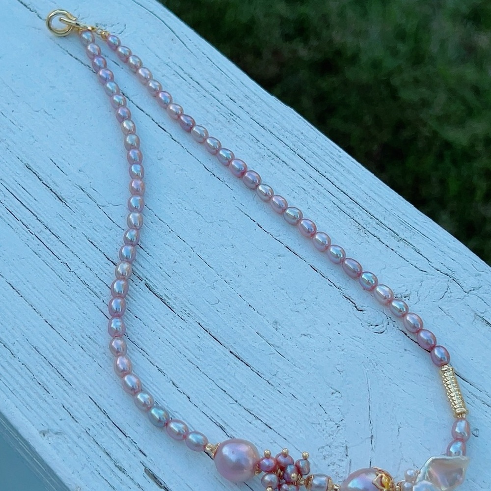S98 Handmade Freshwater Baroque Pearl Necklace - Picture 7 of 8